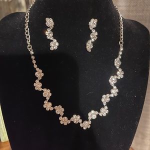 Costume rhinestone necklace and earrings set